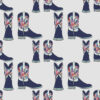 Dads Boots in Blue on Silver 24” x 108” | 12” x 12” wallpaper repeat