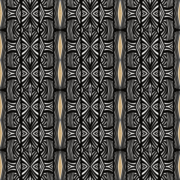 Tribal Screen Black & White with Gold