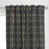 Tribal Screen in Black and White with Gold | Fabric 27” x 27” repeat